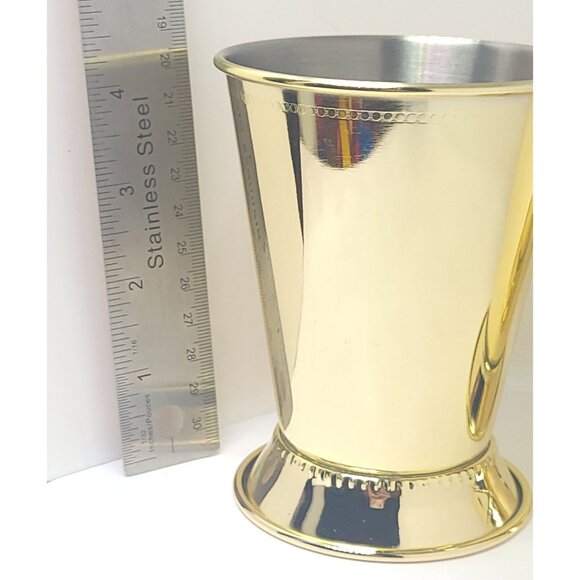 Two Mint Julep Cups Stainless Steel and Gold Tone Elegant Retro High Stability - Picture 4 of 10